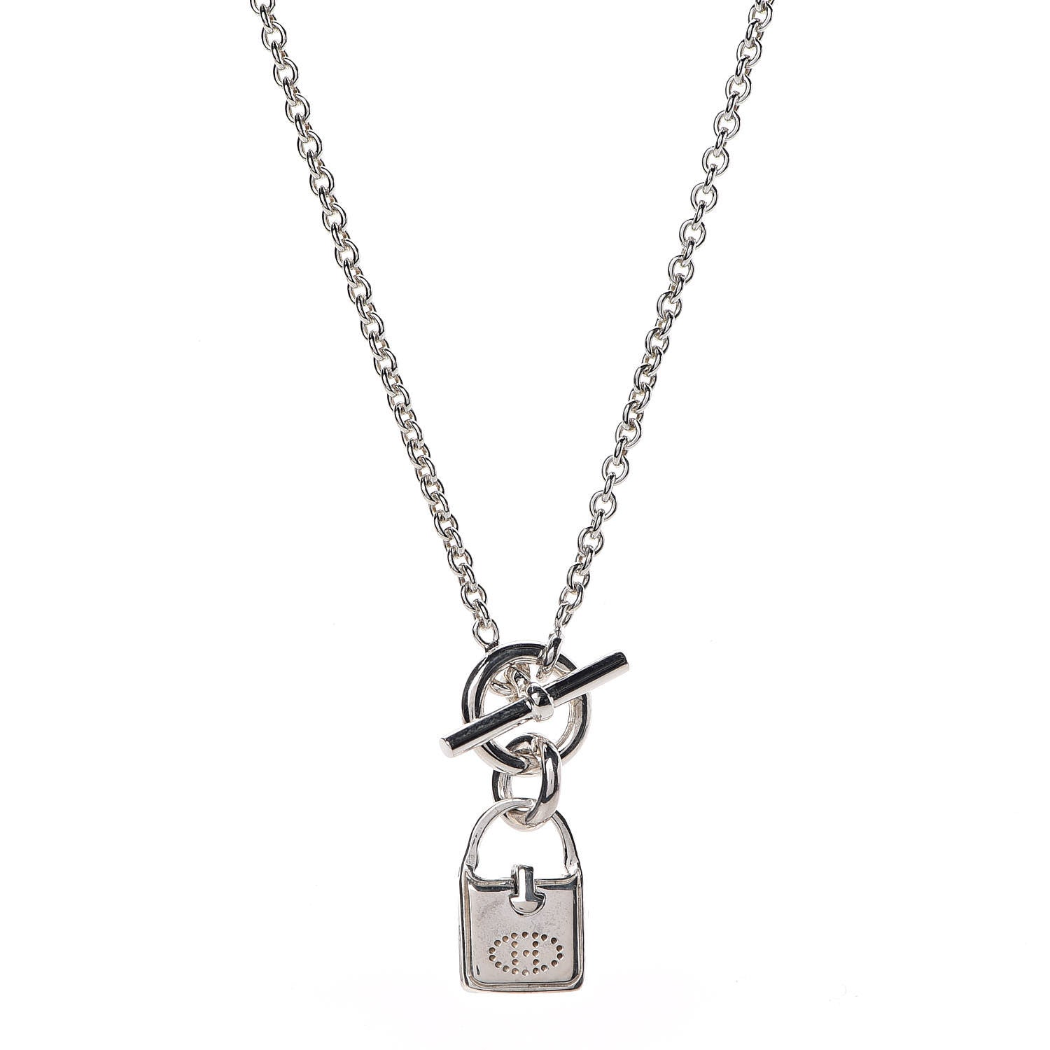 Hermes Sterling Silver Evelyne Charm Pendant Necklace 4 of 5