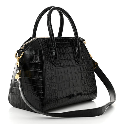 Givenchy Calfskin Crocodile Embossed Small Antigona Black 3 of 10