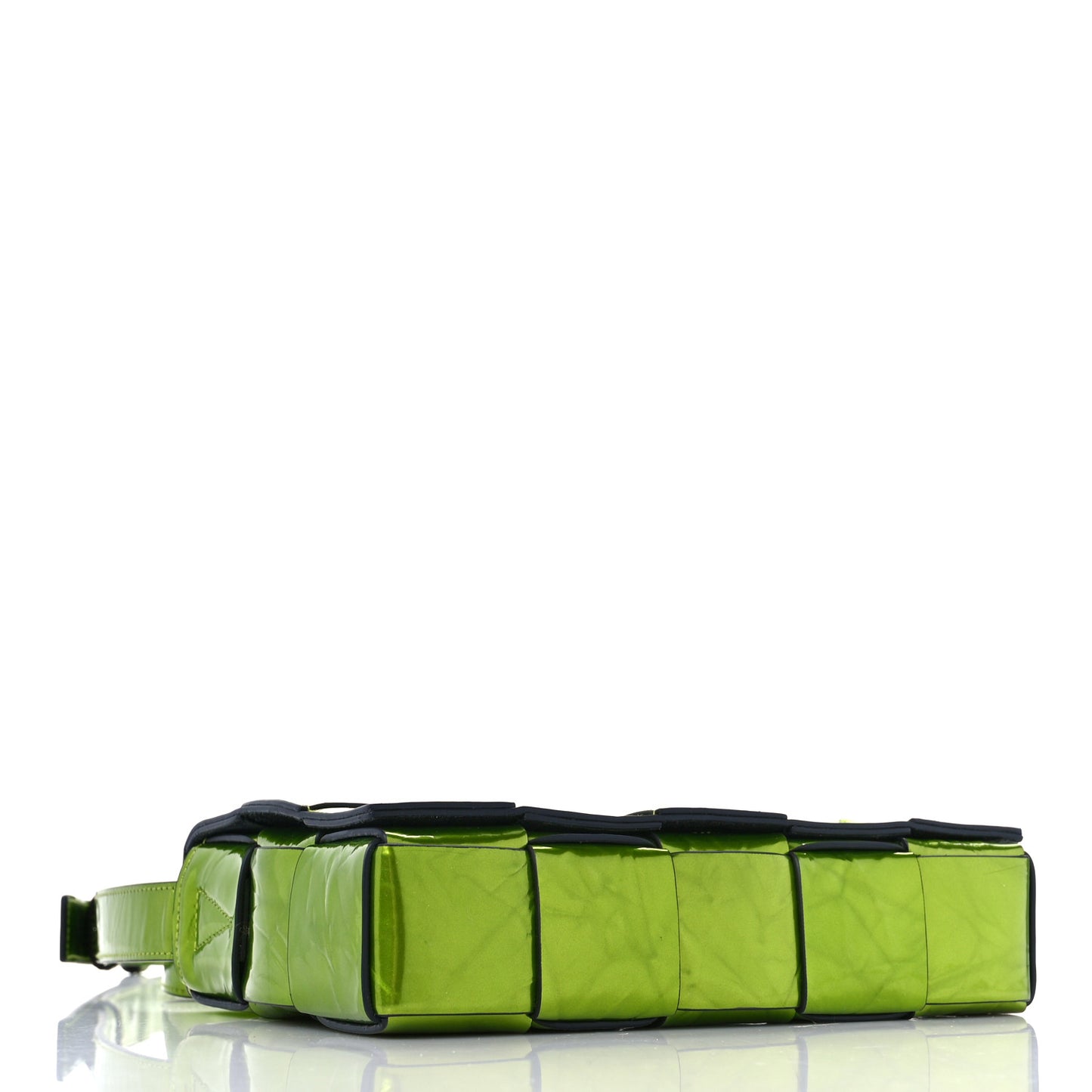 Metallic Crushed Calfskin Maxi Intrecciato Cassette Crossbody Bag Chlorophyll