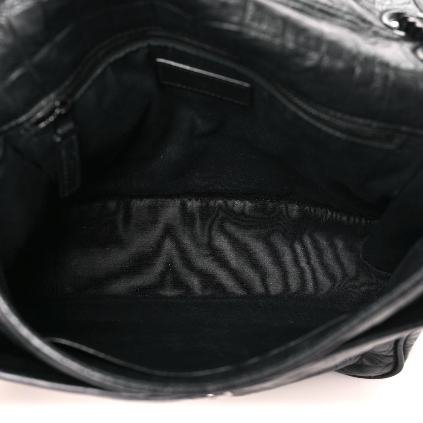 Crocodile Embossed Lambskin Monogram Medium Niki Chain Satchel Black