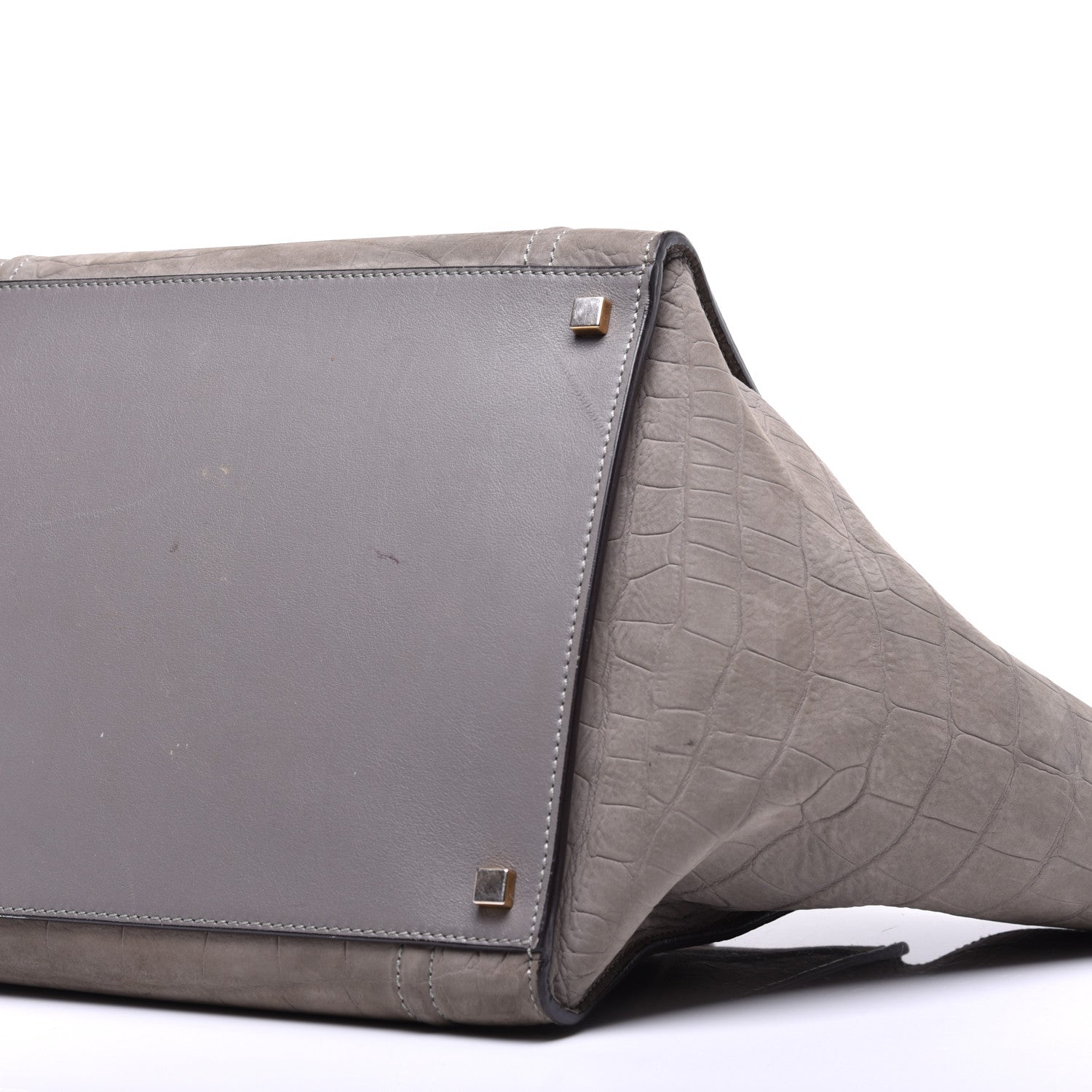 Celine Crocodile Embossed Nubuck Medium Phantom Luggage Grey 8 of 10