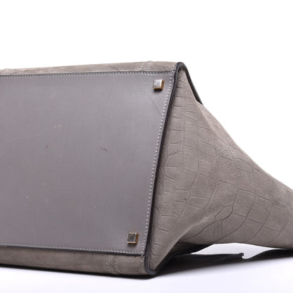 Celine Crocodile Embossed Nubuck Medium Phantom Luggage Grey 8 of 10