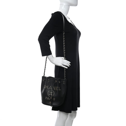 Chanel Caviar Deauville Drawstring Bucket Bag Black 2 of 11