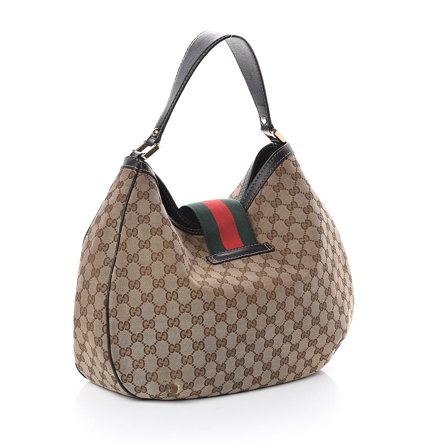 Monogram Large New Ladies Web Hobo Dark Brown