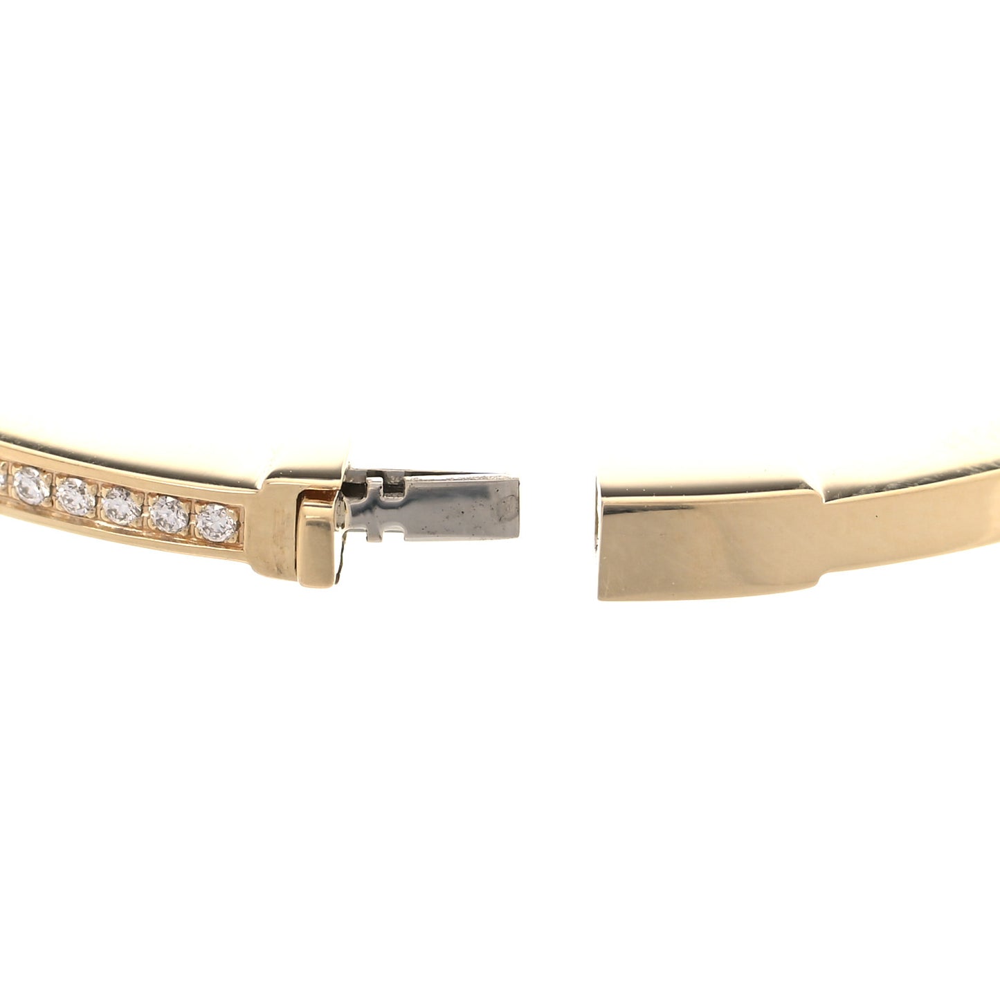 18K Yellow Gold Diamond T Hinged Wire Bangle Bracelet