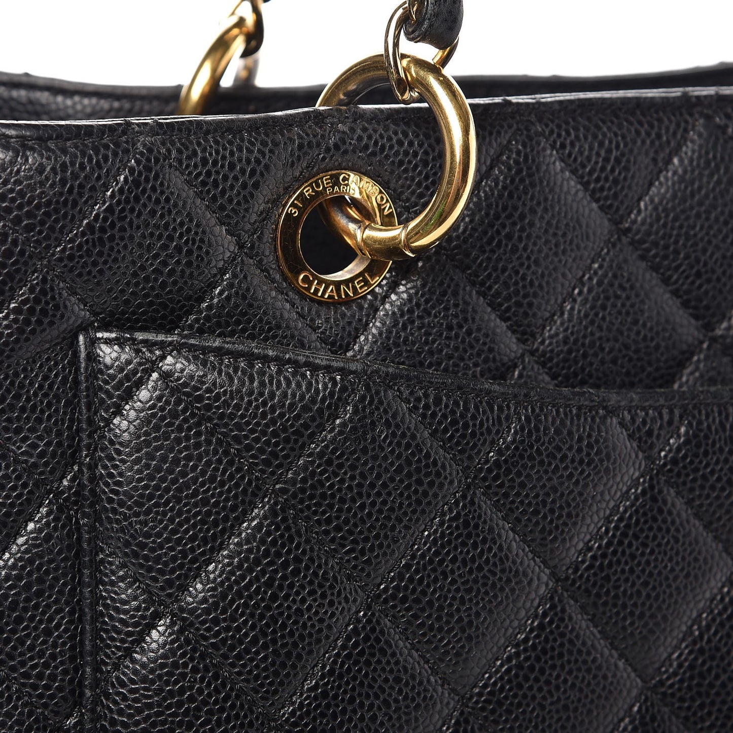 Caviar Quilted Grand Shopping Tote GST Black