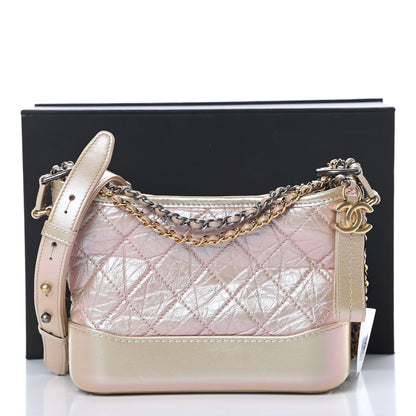 Chanel Iridescent Aged Calfskin Quilted Small Gabrielle Hobo Light Pink 11 of 11