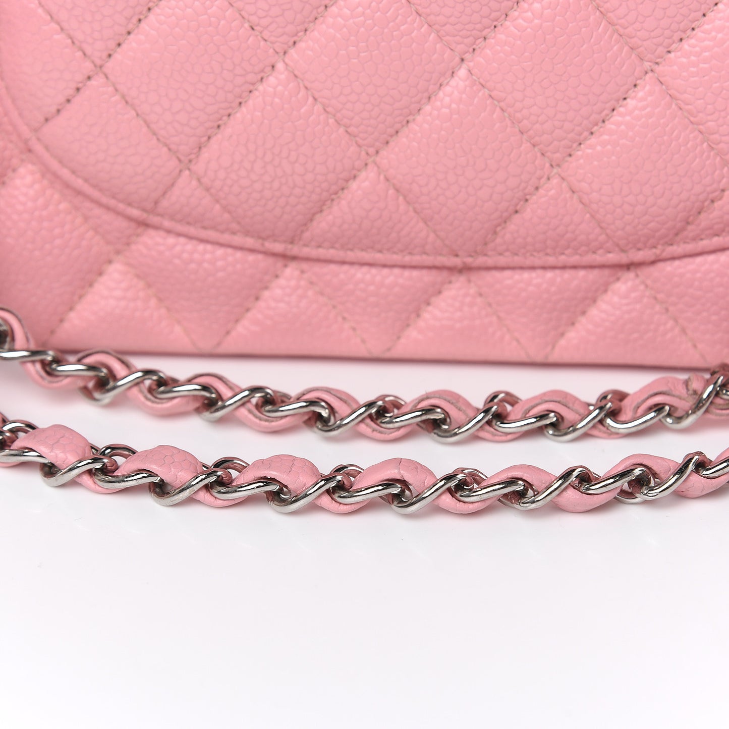 Caviar Quilted Medium Double Flap Pink