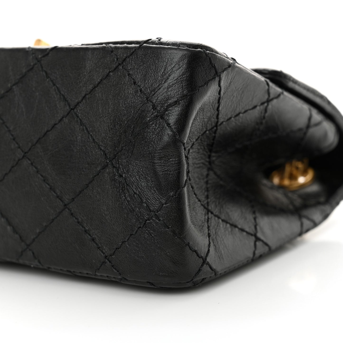 Aged Calfskin Quilted 2.55 Reissue Mini Flap Black