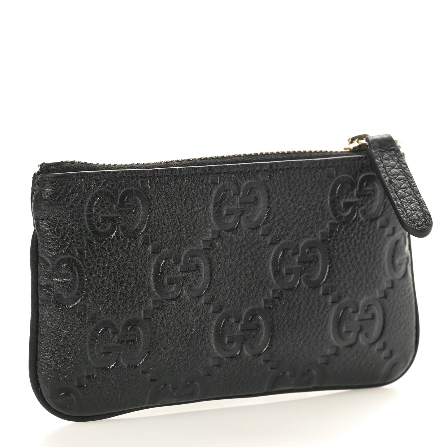 Guccissima GG Emblem Zip Key Case Black