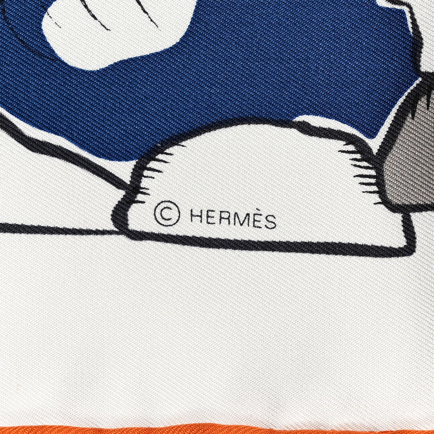Hermes Silk Mille Et Un Lapins Scarf 90 White Marine Kaki 4 of 5