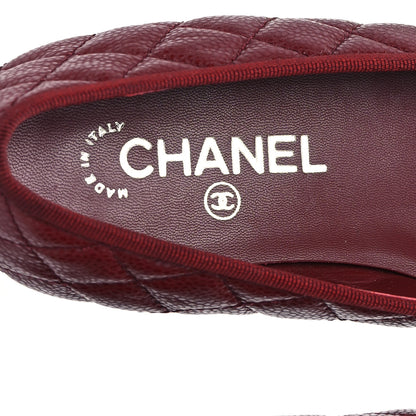Chanel Caviar Quilted CC Cap Toe Ballerina Flats 38.5 Black Red 8 of 10