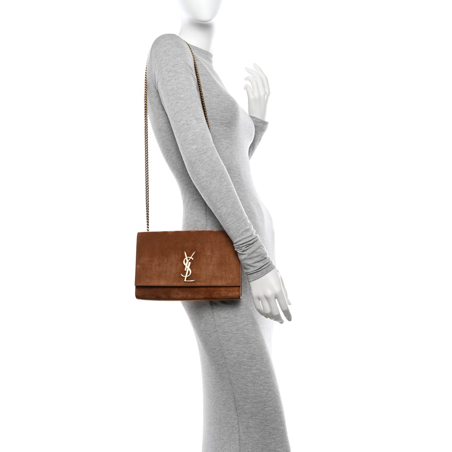 Suede Medium Monogram Kate Satchel Macaron