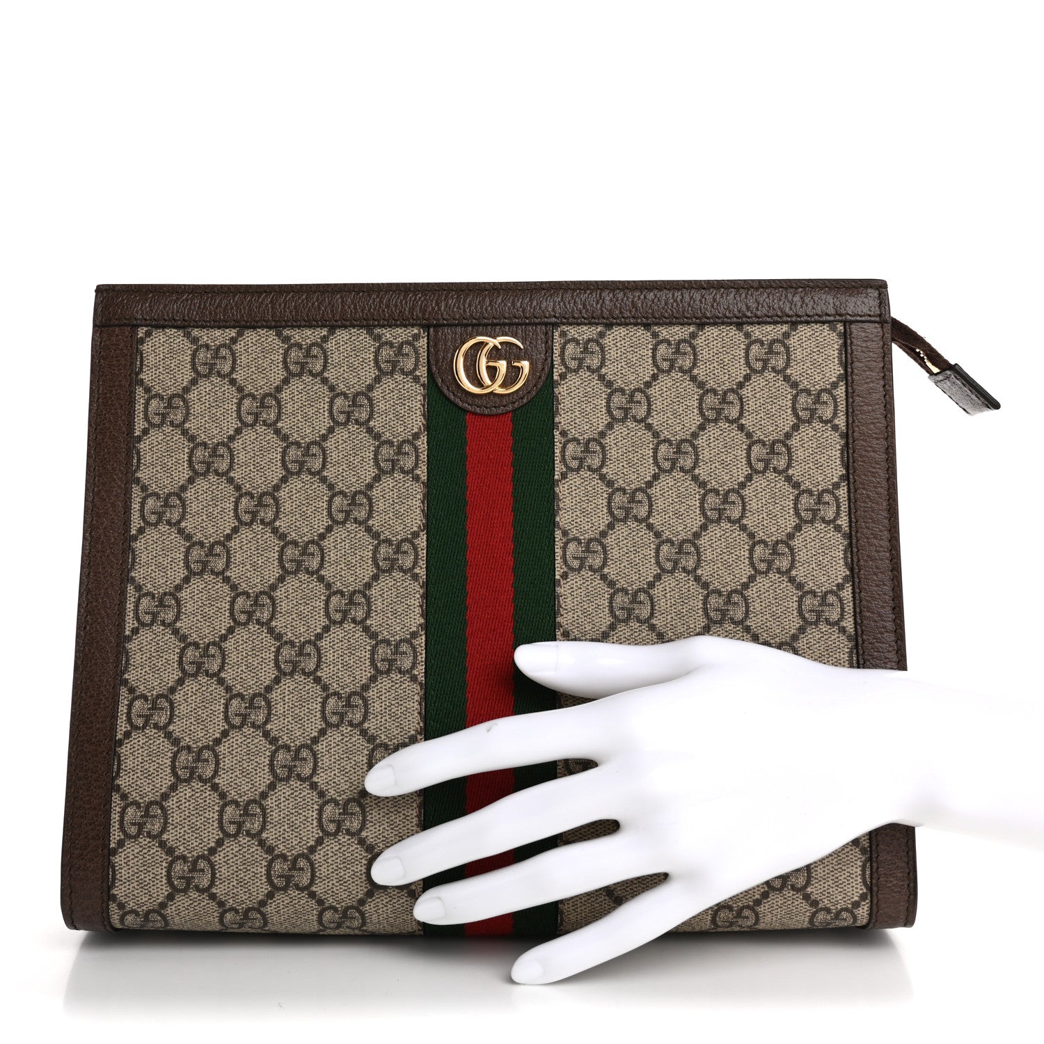 Gucci GG Supreme Monogram Web Ophidia Pouch Brown 2 of 12