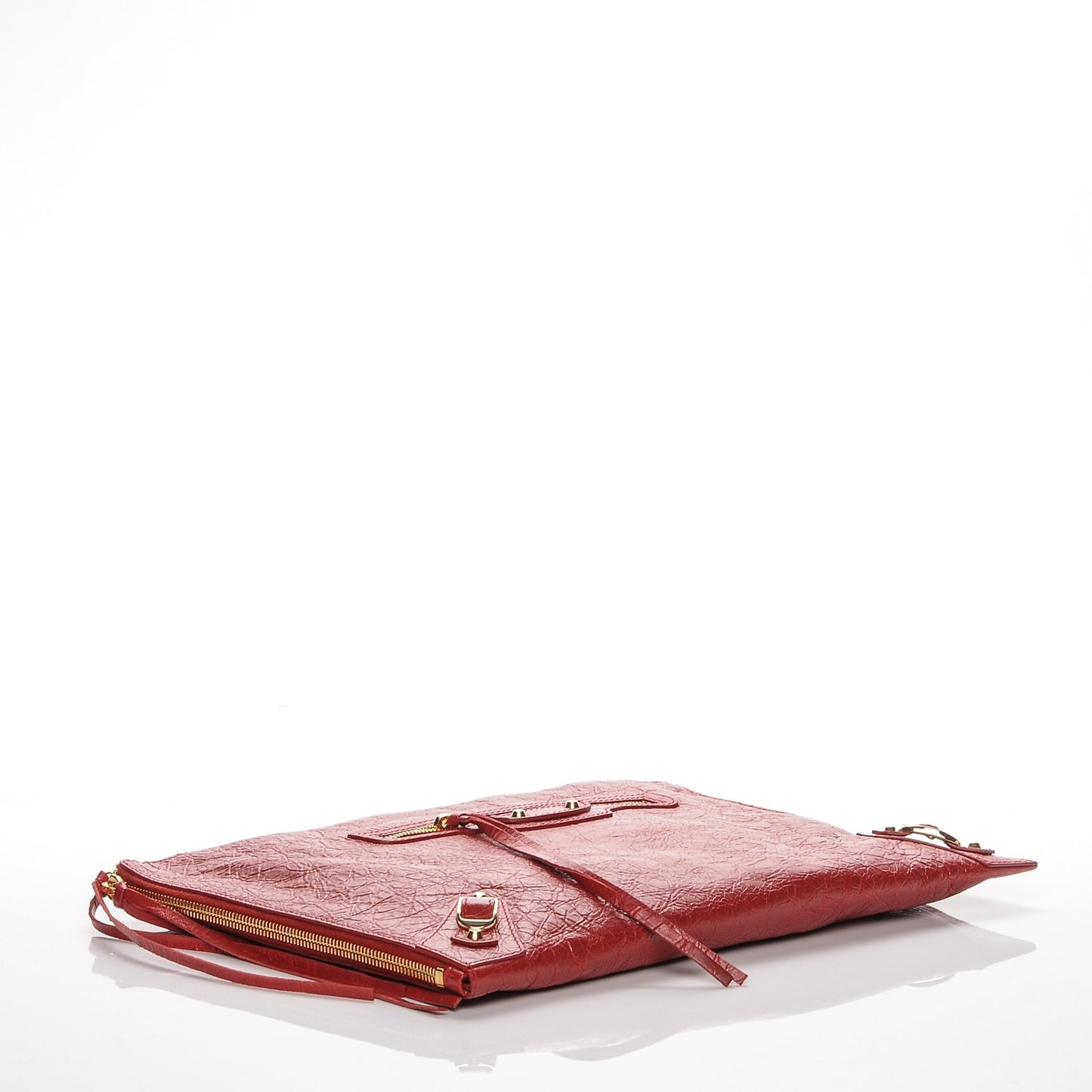 Agneau Arena Classic Gold Hardware Small Pouch Red