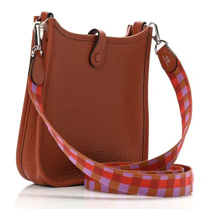 Hermes Taurillon Clemence Maxi Quadrille Evelyne TPM Cuivre Capucine Parme Rouge Duchess 3 of 11