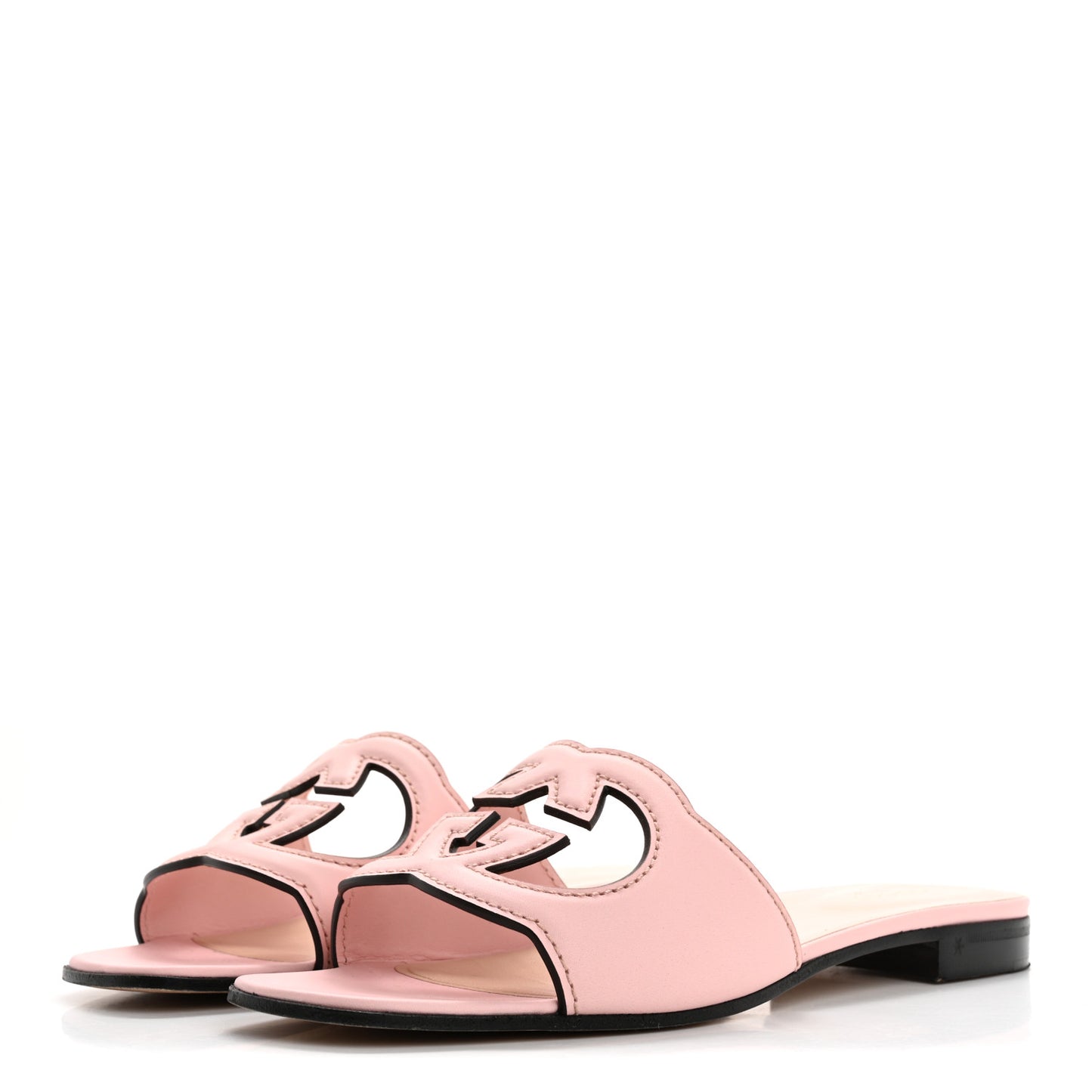 Cosmos Softy Calfskin Interlocking G Cut Out Slide Sandals 37.5 Candy Cotton