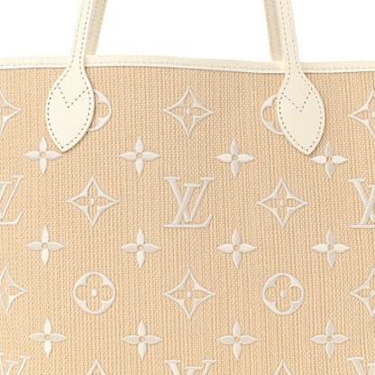 Louis Vuitton Cotton Monogram Embroidered Neverfull MM Beige White 8 of 10