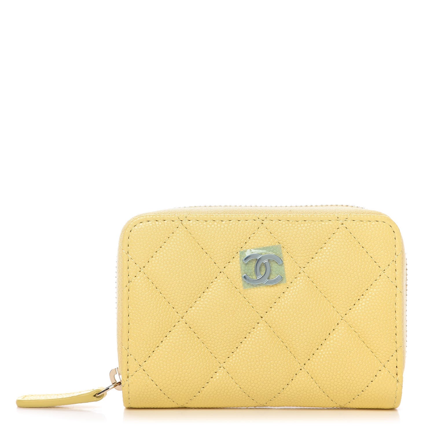 Chanel Caviar Quilted Zip Coin Purse Yellow 1 of 9