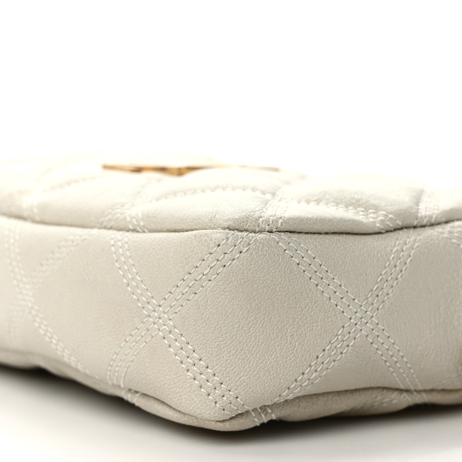 Saint Laurent Grained Lambskin Quilted Mini Becky Double Zip Bag Vintage White 9 of 9