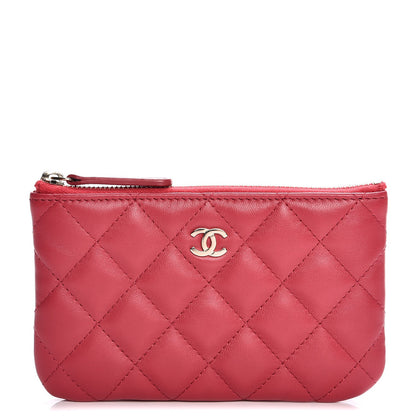 Chanel Lambskin Quilted Small Cosmetic Case Dark Pink 1 of 8