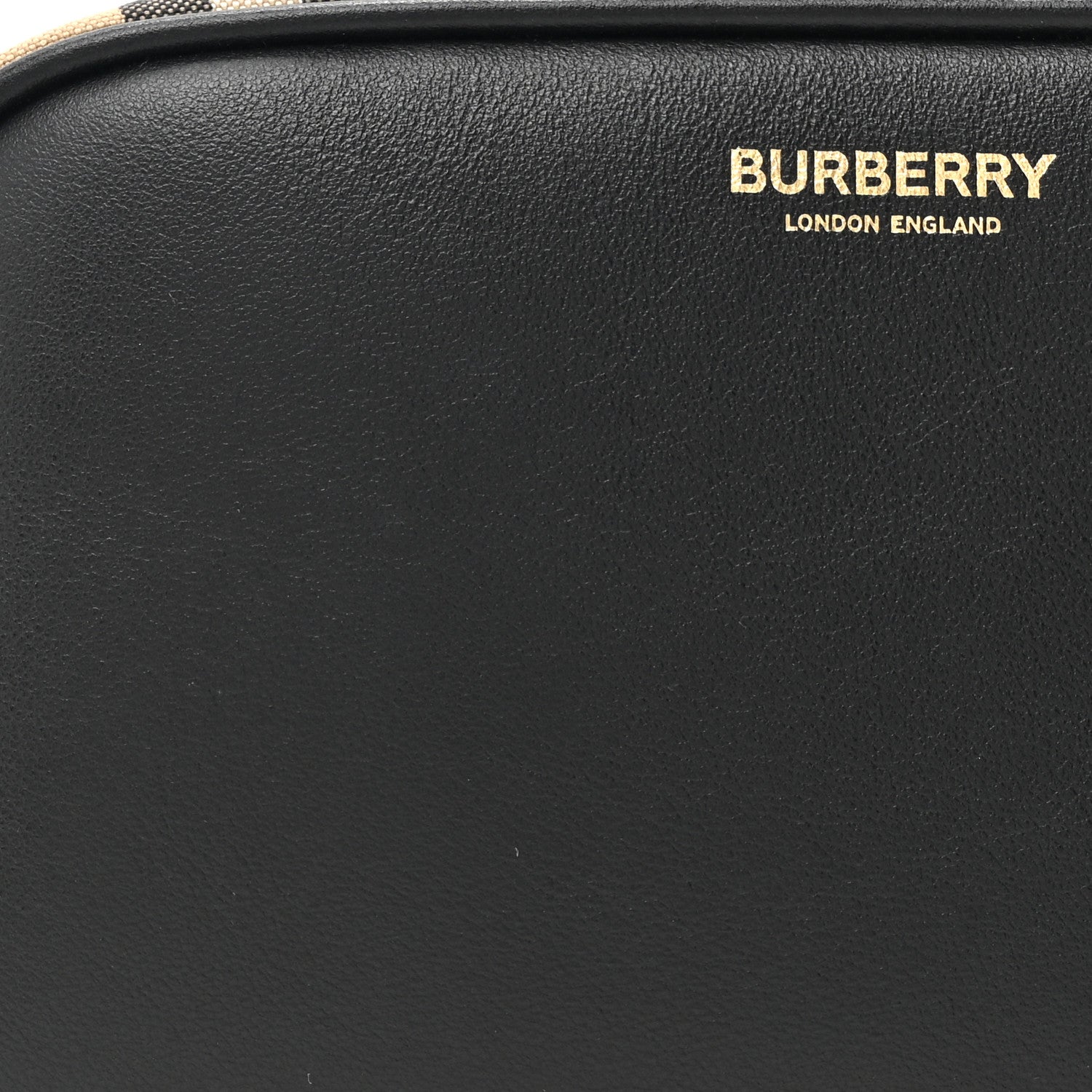 Burberry Calfskin Vintage Check Half Cube Crossbody Bag Black 8 of 10