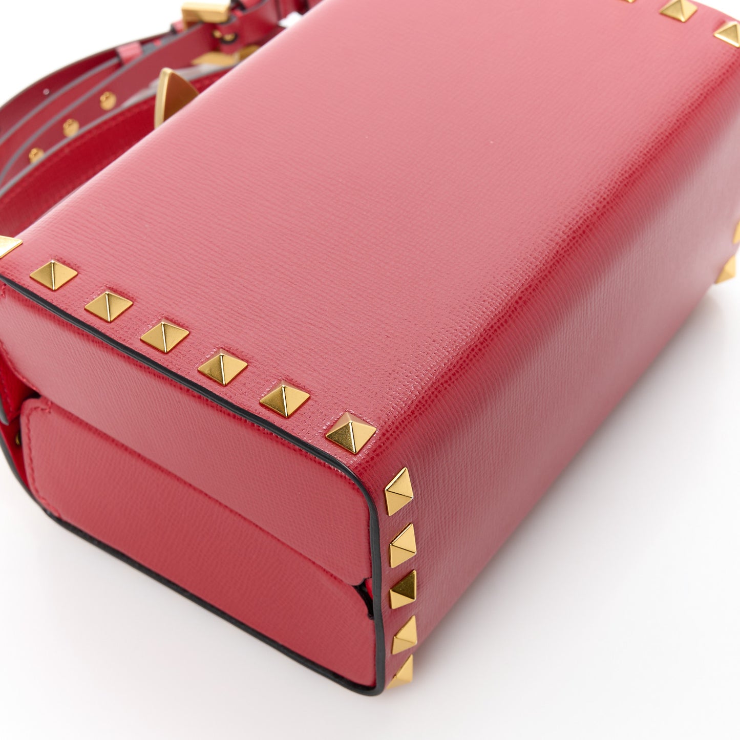 Grainy Calfskin Rockstud Alcove Box Top-Handle Bag Rouge Pur