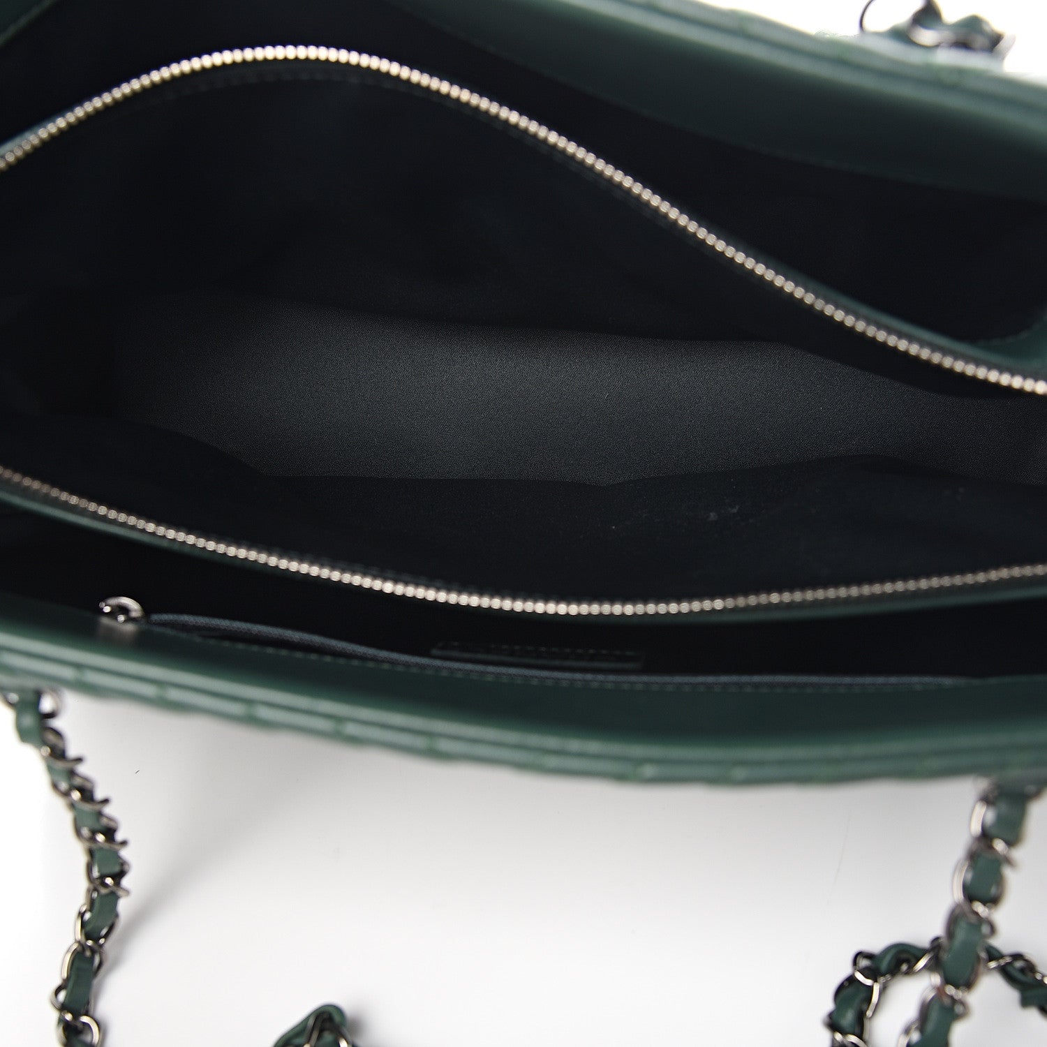 Chanel Lambskin Quilted CC Crossing Shopping Tote Green 4 of 10