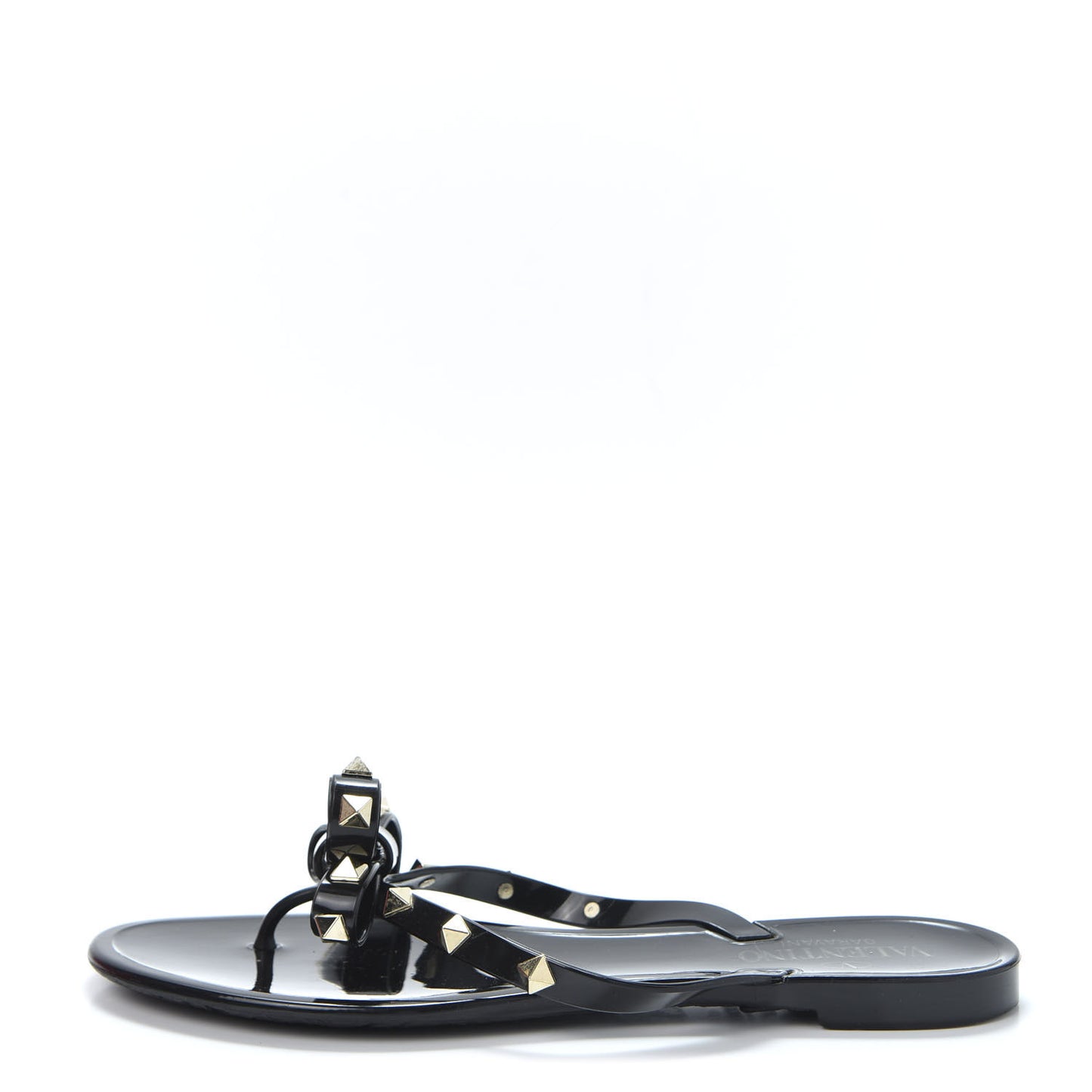 PVC Jelly Rockstud Bow Thong Sandals 37 Black