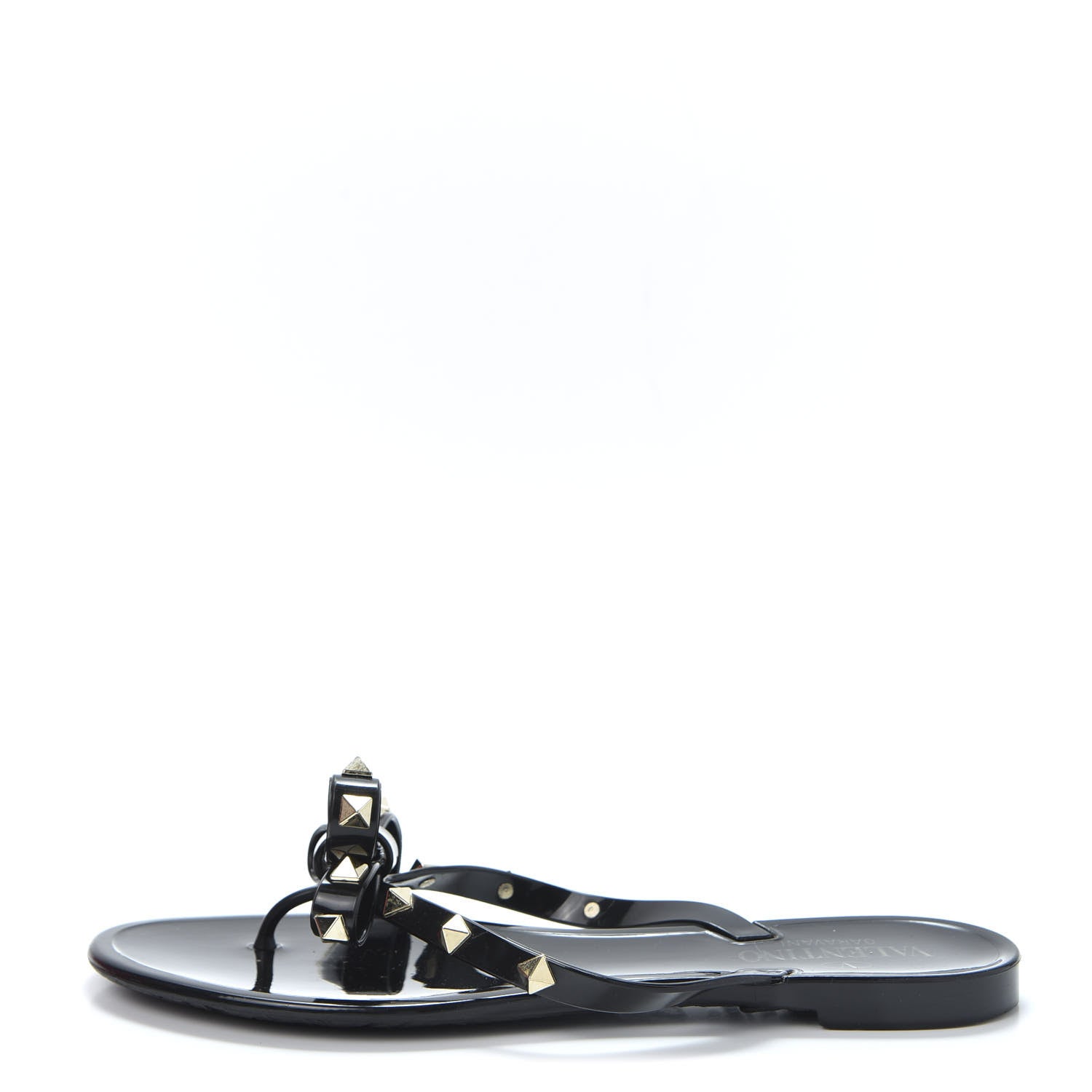 Valentino Garavani PVC Jelly Rockstud Bow Thong Sandals 37 Black 1 of 13