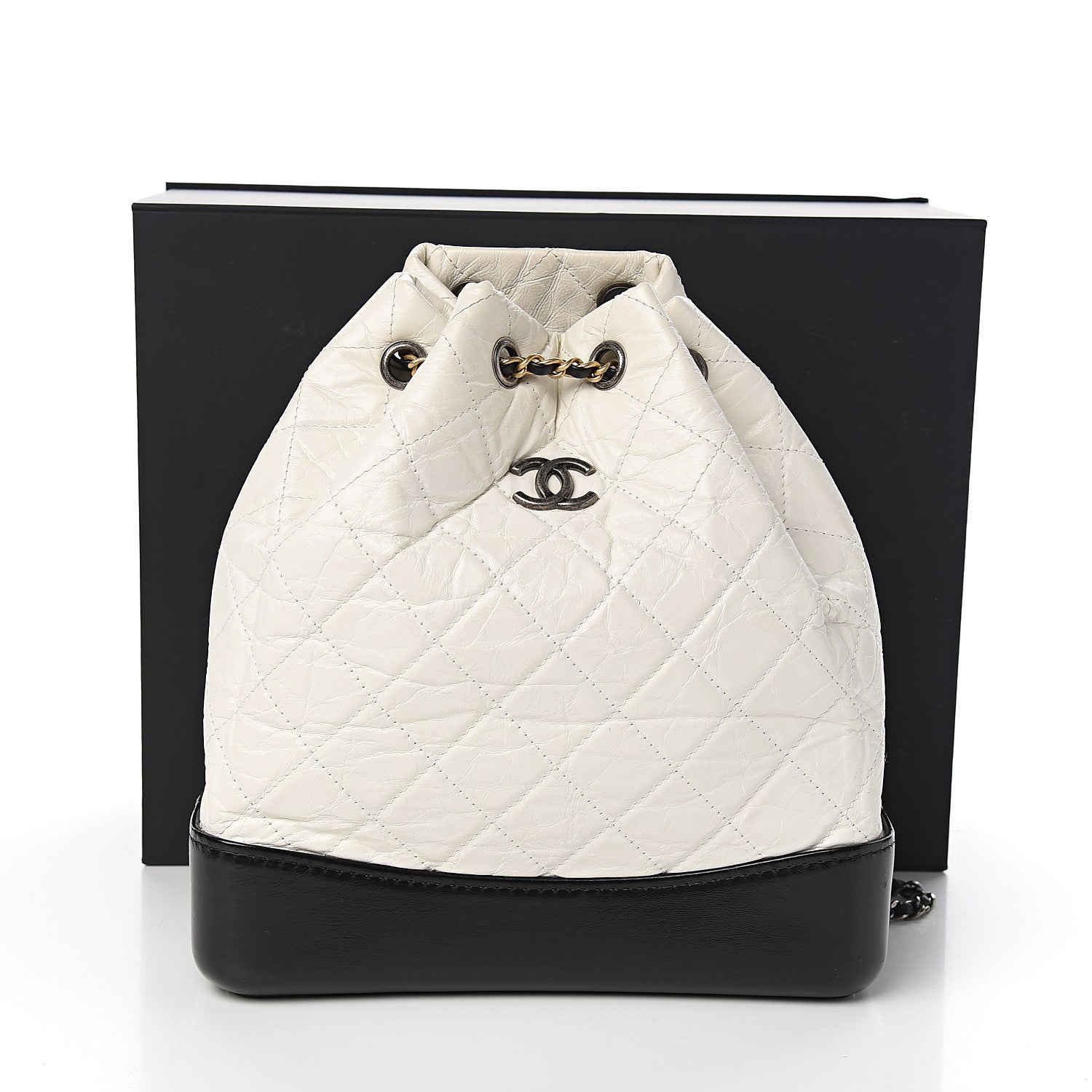 Chanel Aged Calfskin Quilted Small Gabrielle Backpack Black White 11 of 11