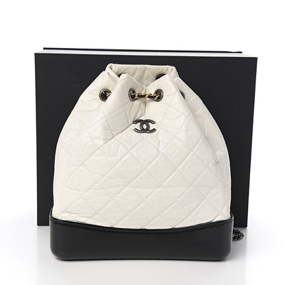 Chanel Aged Calfskin Quilted Small Gabrielle Backpack Black White 11 of 11