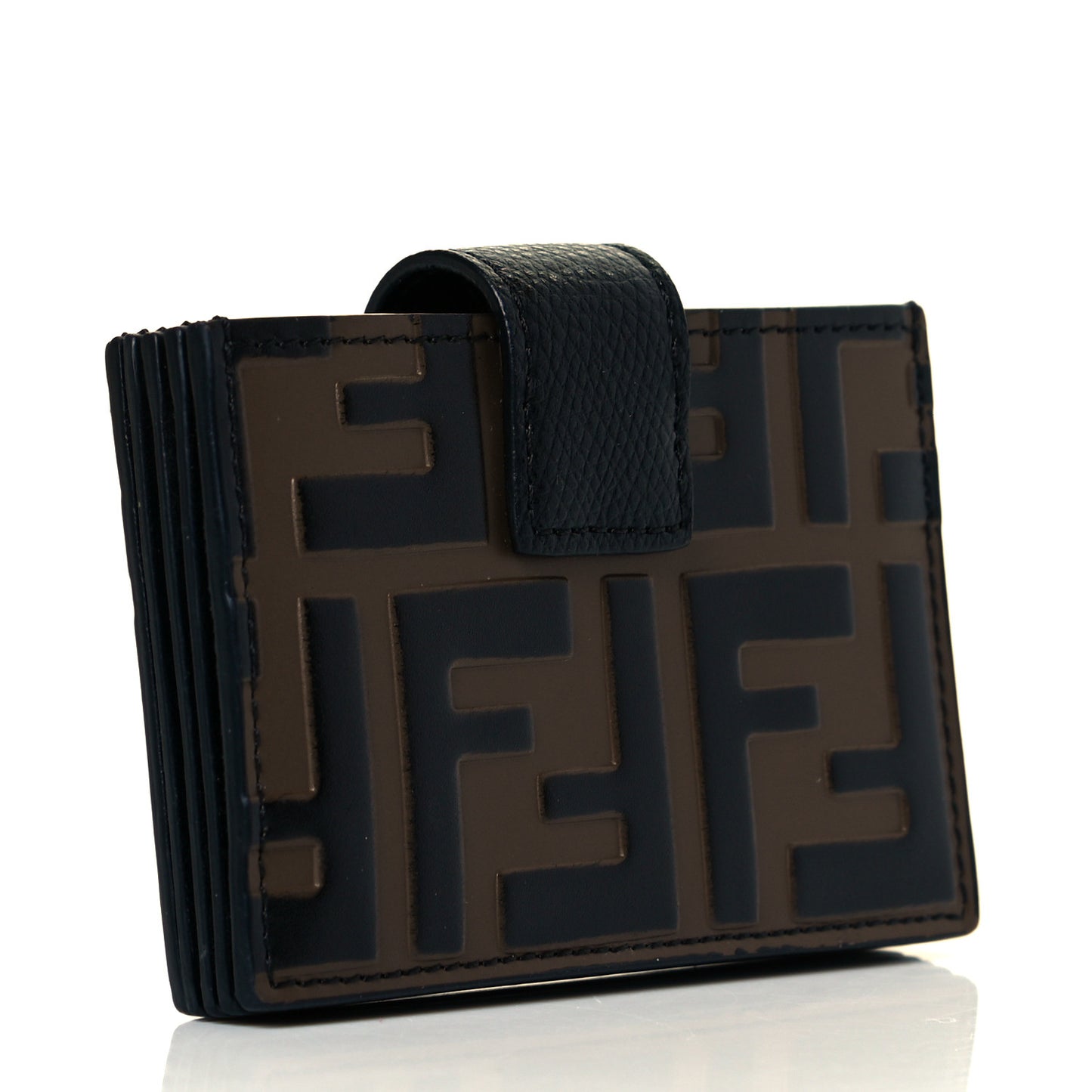 Vitello Cruise F is Fendi Bi-Color FF 1974 Embossed Gusseted Card Holder Maya Black