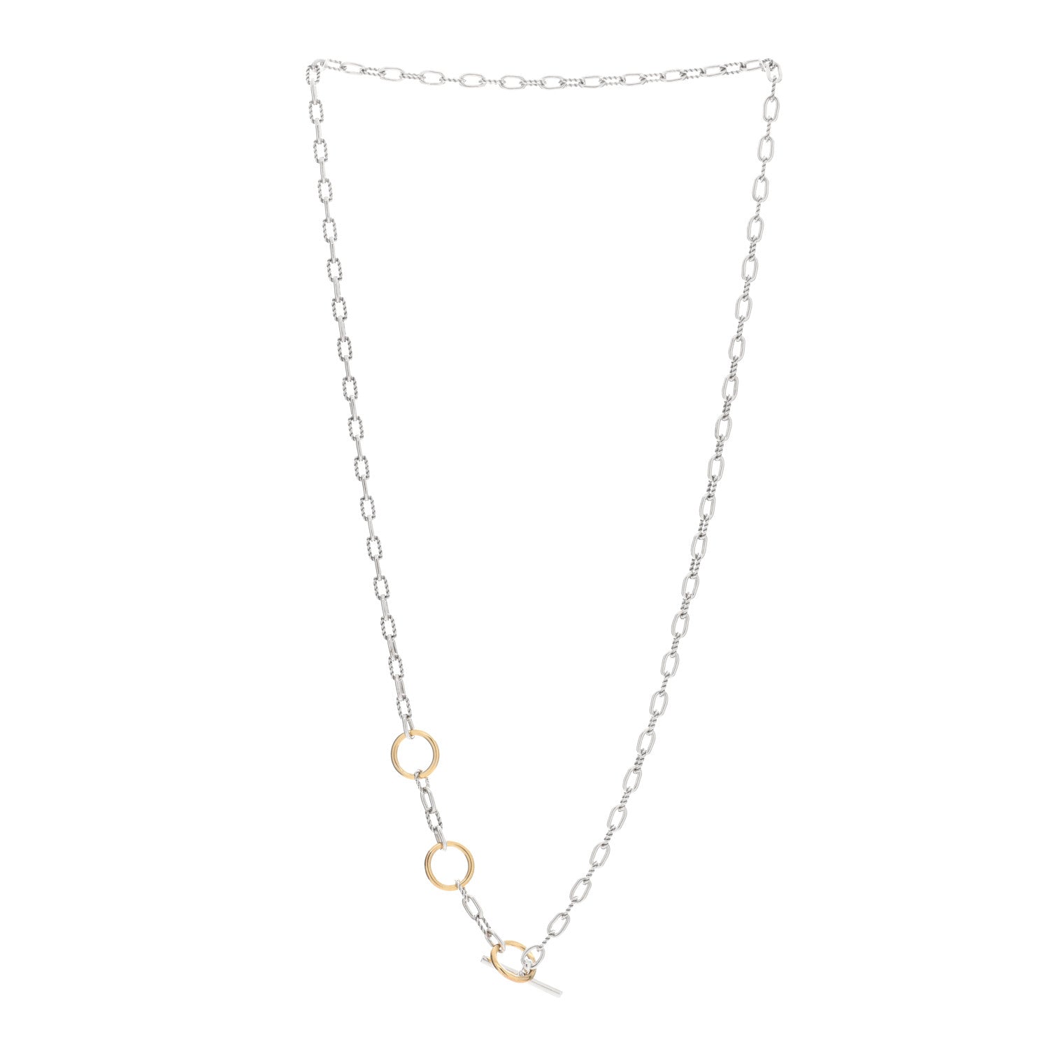 David Yurman Sterling Silver 18K Yellow Gold Madison Three Ring Chain Necklace 2 of 3