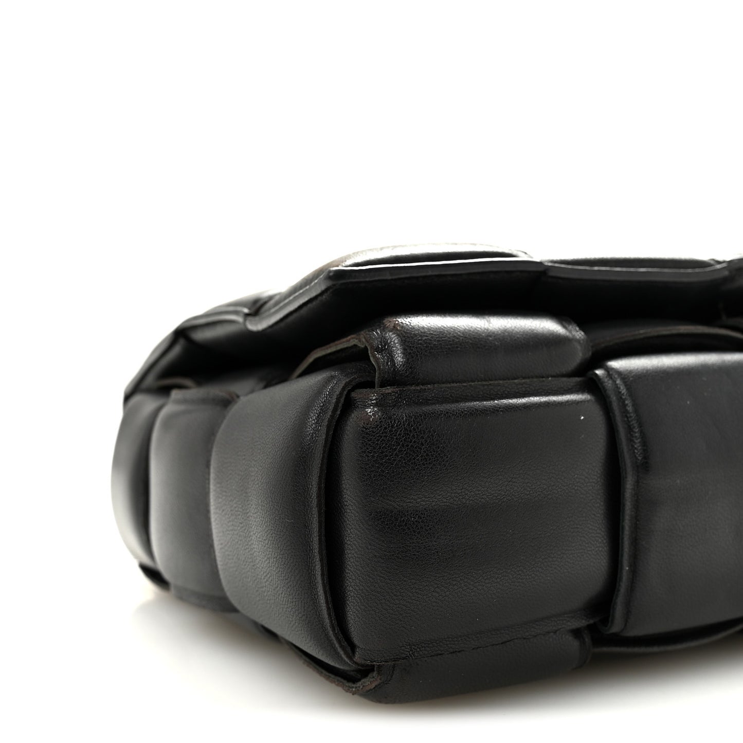 Lambskin Maxi Intreccio Padded Chain Cassette Crossbody Bag Black