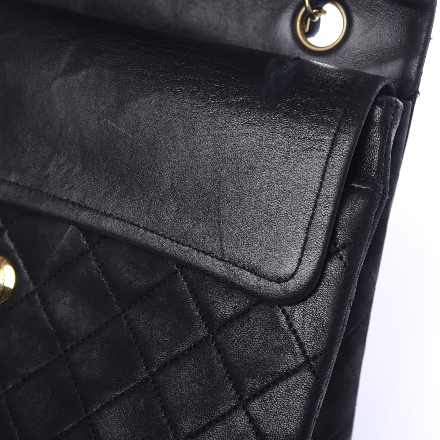 Lambskin Quilted Medium Double Flap Black