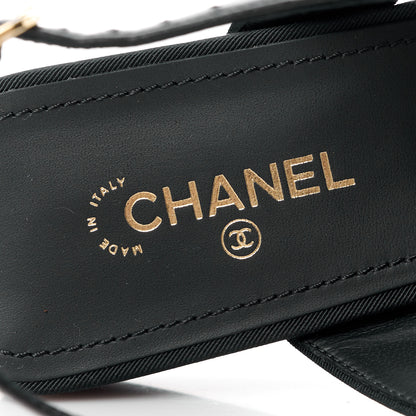 Chanel Grosgrain Chain CC Logo Bow Sandals 38 Black 7 of 10