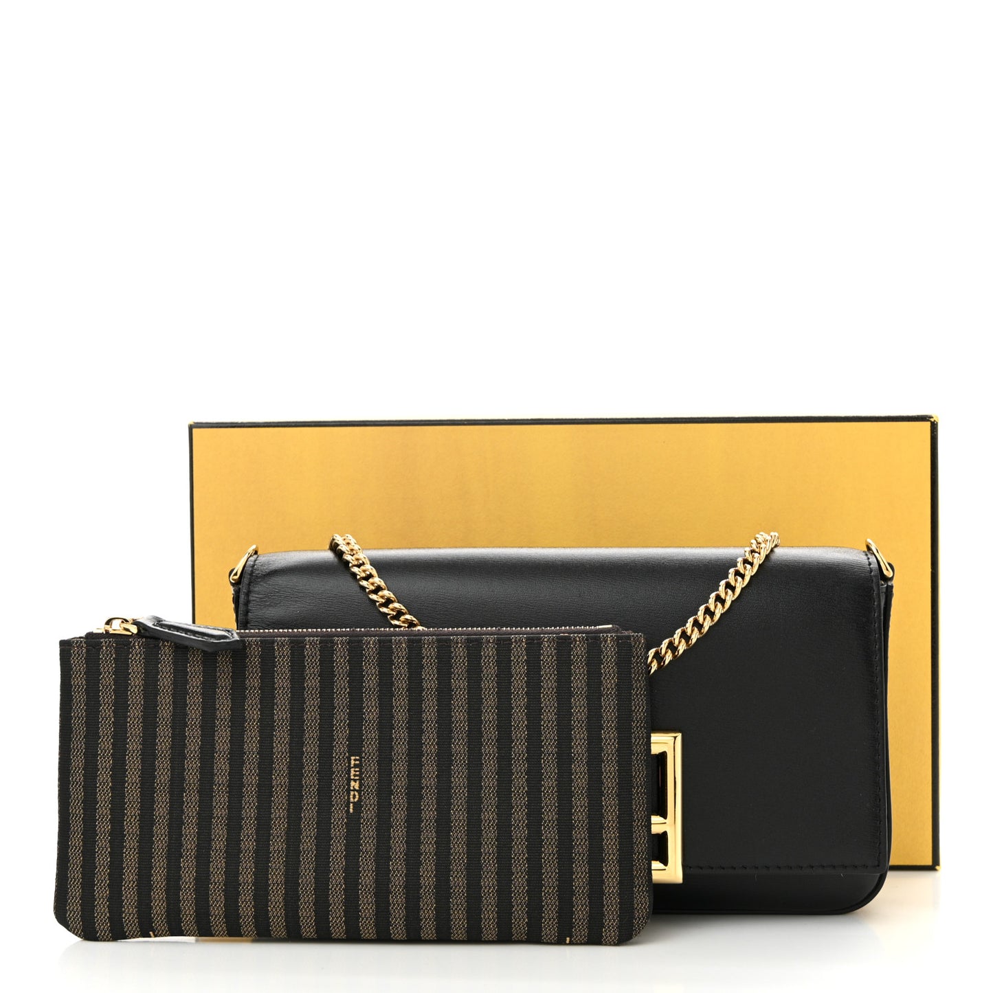 Vitello Palmellato Wallet on Chain with Pouches Black