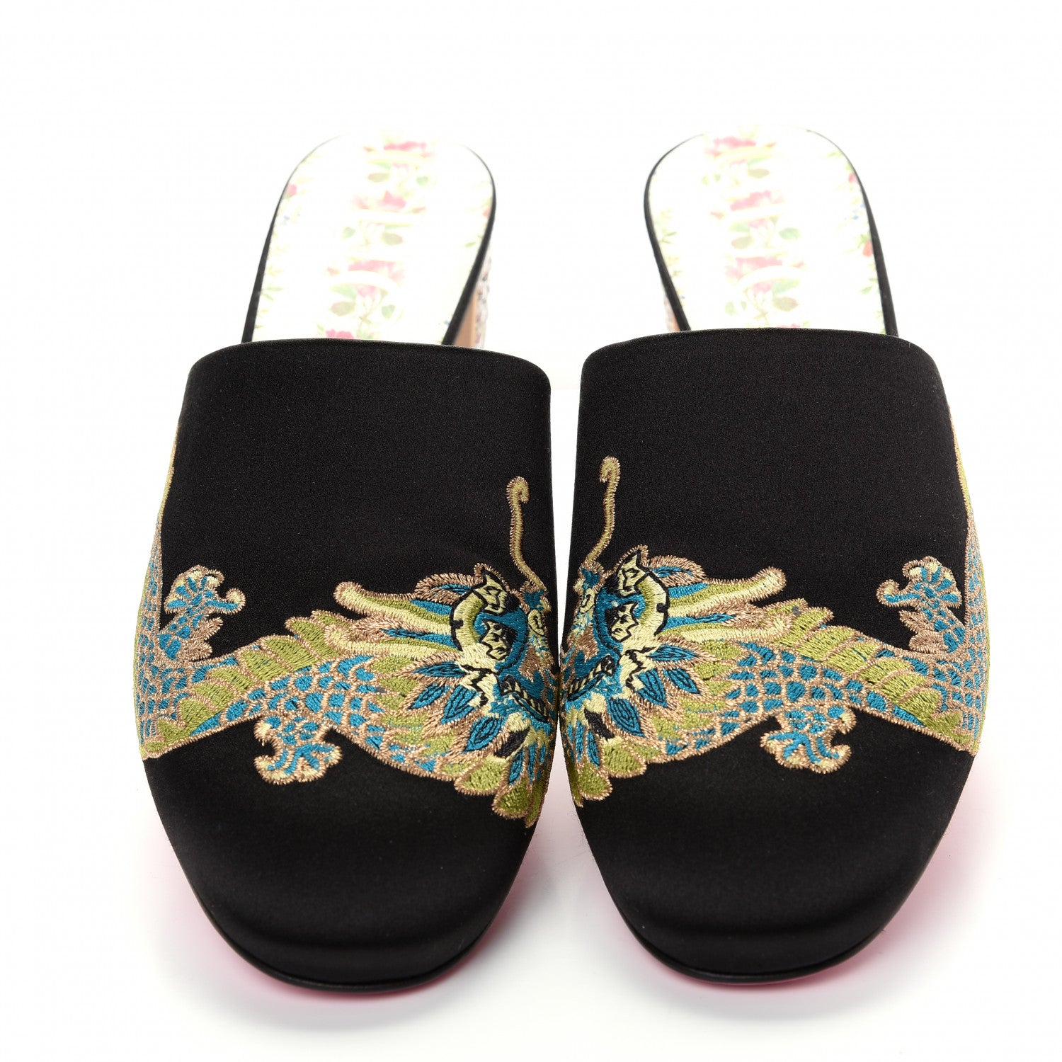 Gucci Satin Dragon Embroidered Candy Mules 38.5 Black 5 of 11