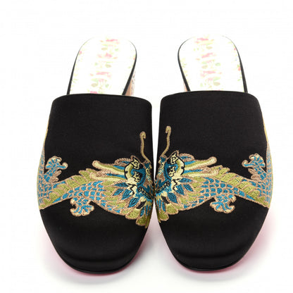 Gucci Satin Dragon Embroidered Candy Mules 38.5 Black 5 of 11