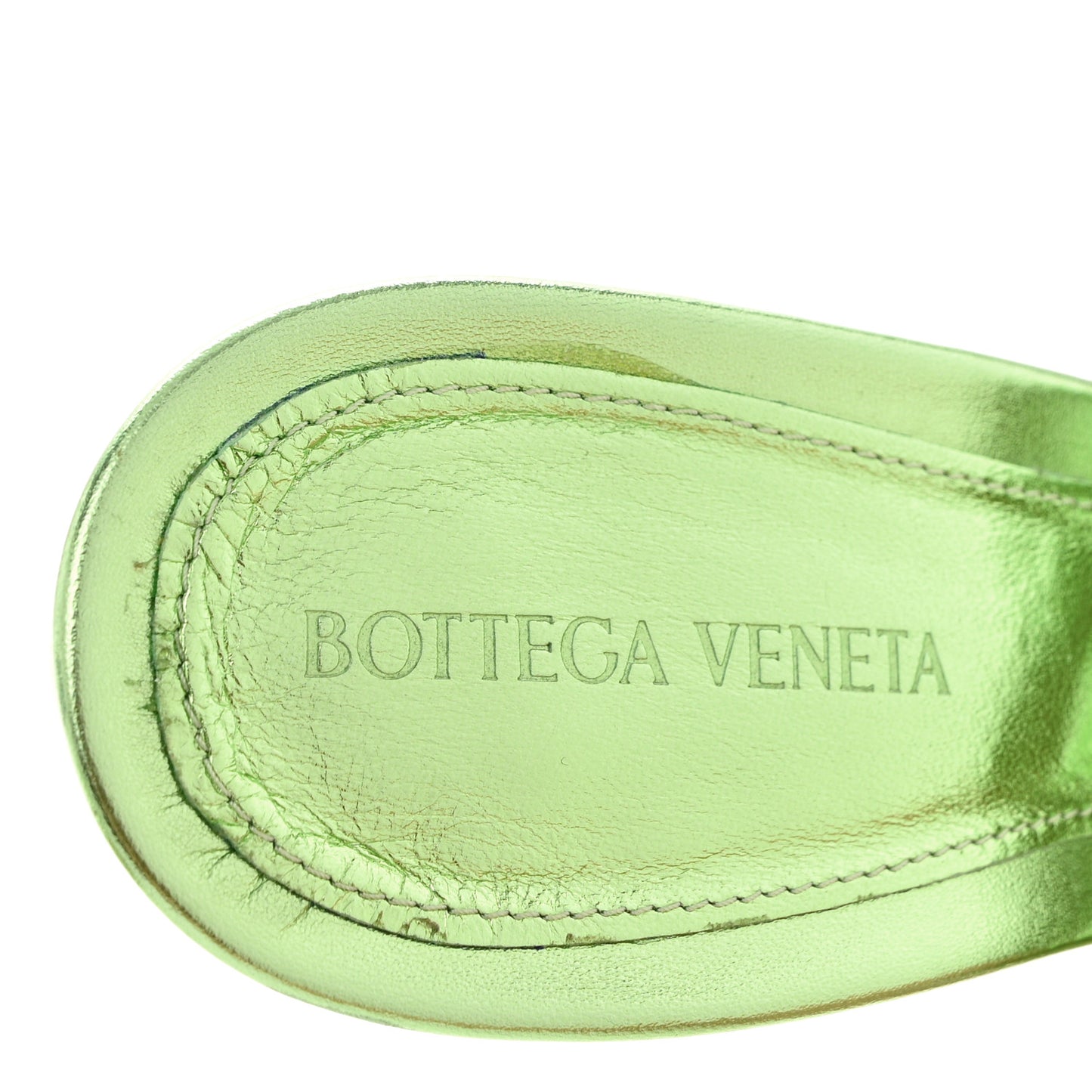 Metallic Nappa Reflection Matelasse Padded Mule Sandals 40 Pistachio