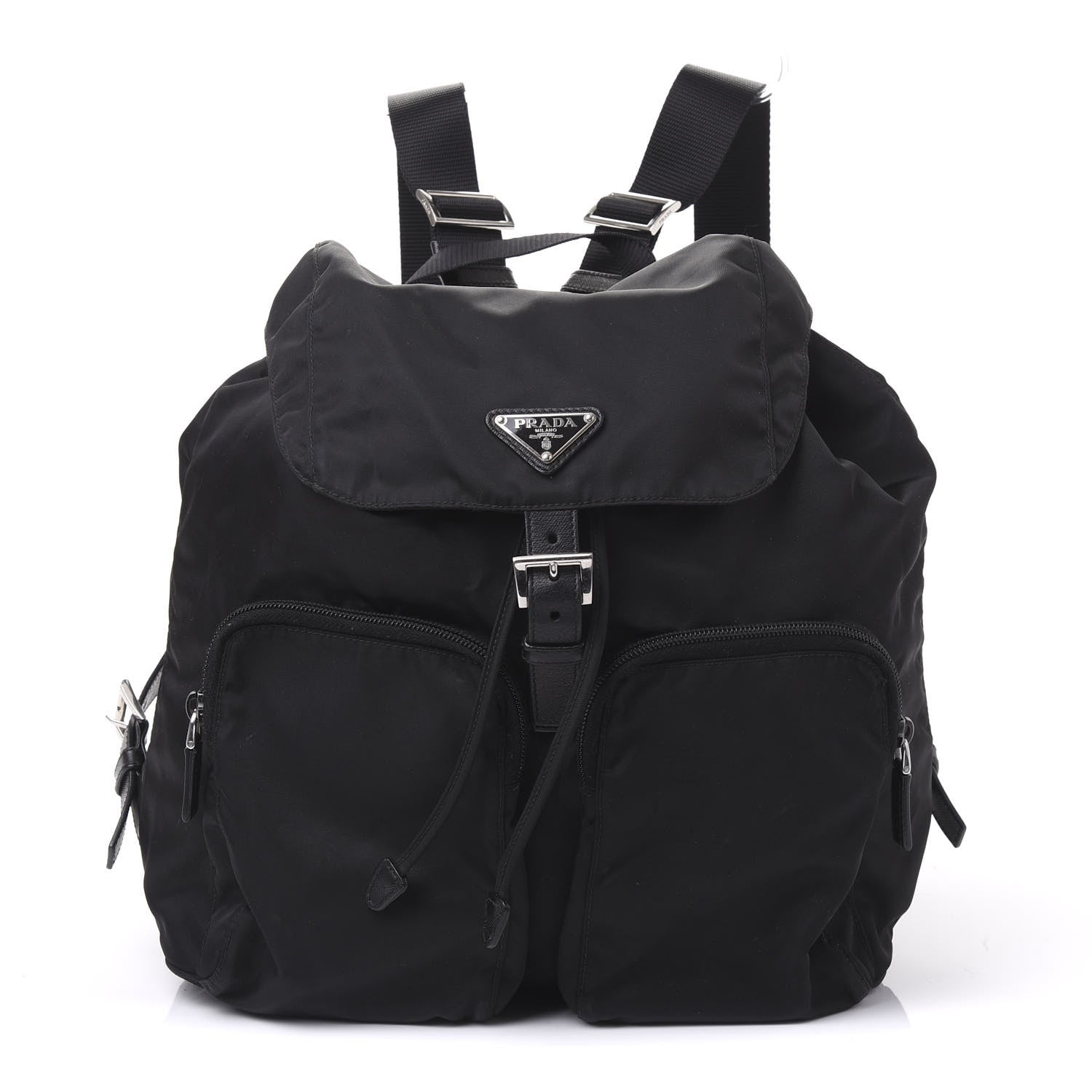 Prada Nylon Vela Saffiano Backpack Black 1 of 8