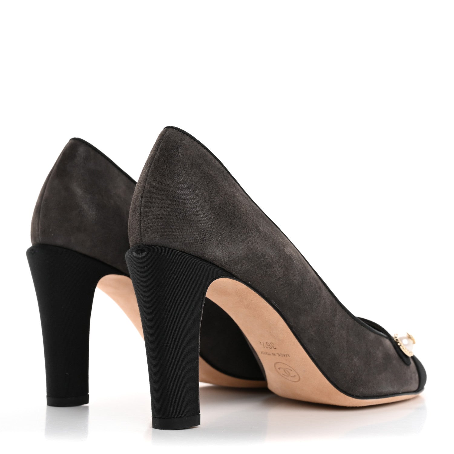 Chanel Glitter Calfskin Grosgrain Cap Toe Pearl Pumps 36.5 5 of 10