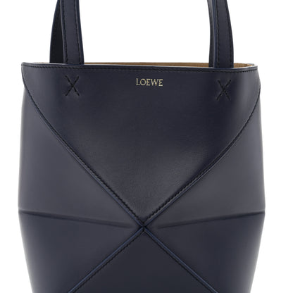 Loewe Shiny Calfskin Mini Puzzle Fold Tote Navy 8 of 10