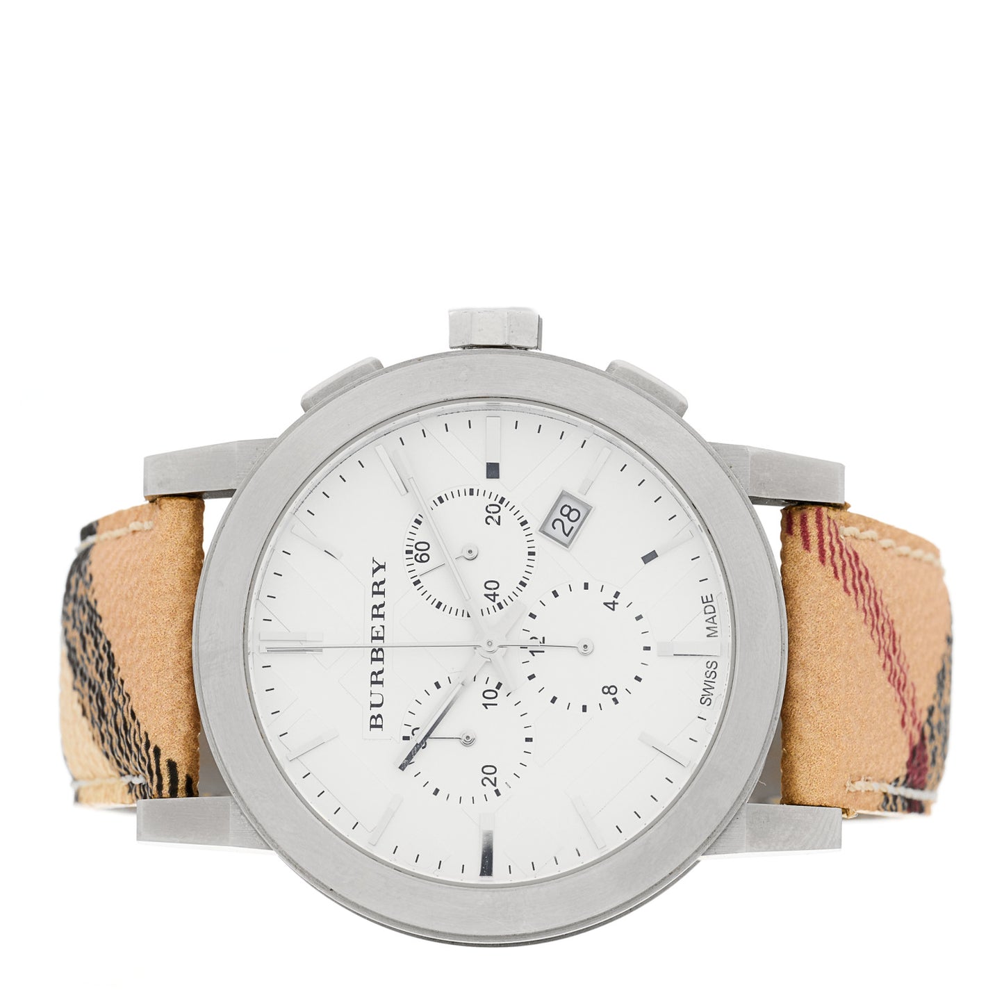 Stainless Steel Calfskin 43mm Haymarket Chronograph Quartz Watch BU9360