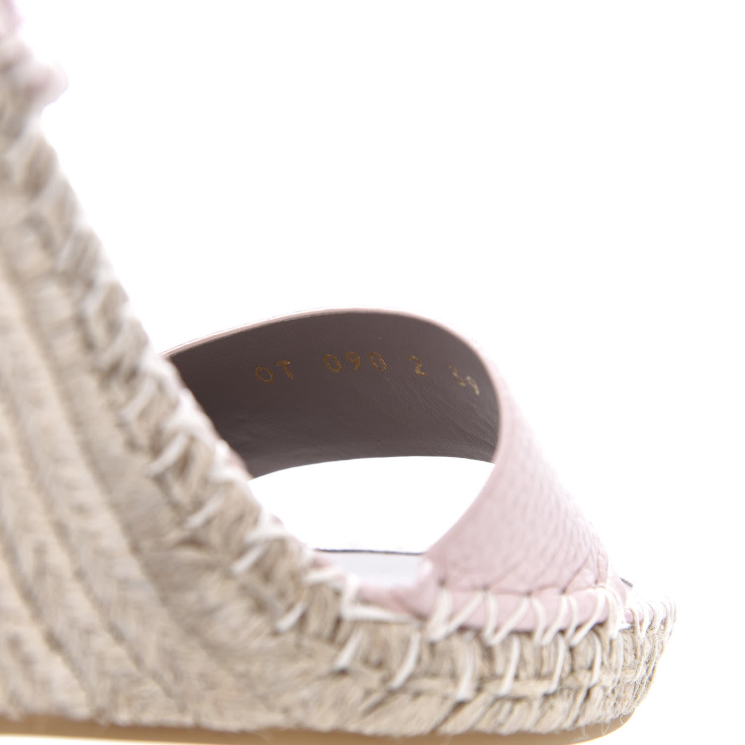 Valentino Garavani Grained Calfskin Rockstud Ankle Strap Espadrille 15/105mm Wedge Sandals 39 Rose Quartz Natural 8 of 9