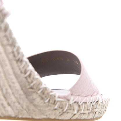 Valentino Garavani Grained Calfskin Rockstud Ankle Strap Espadrille 15/105mm Wedge Sandals 39 Rose Quartz Natural 8 of 9