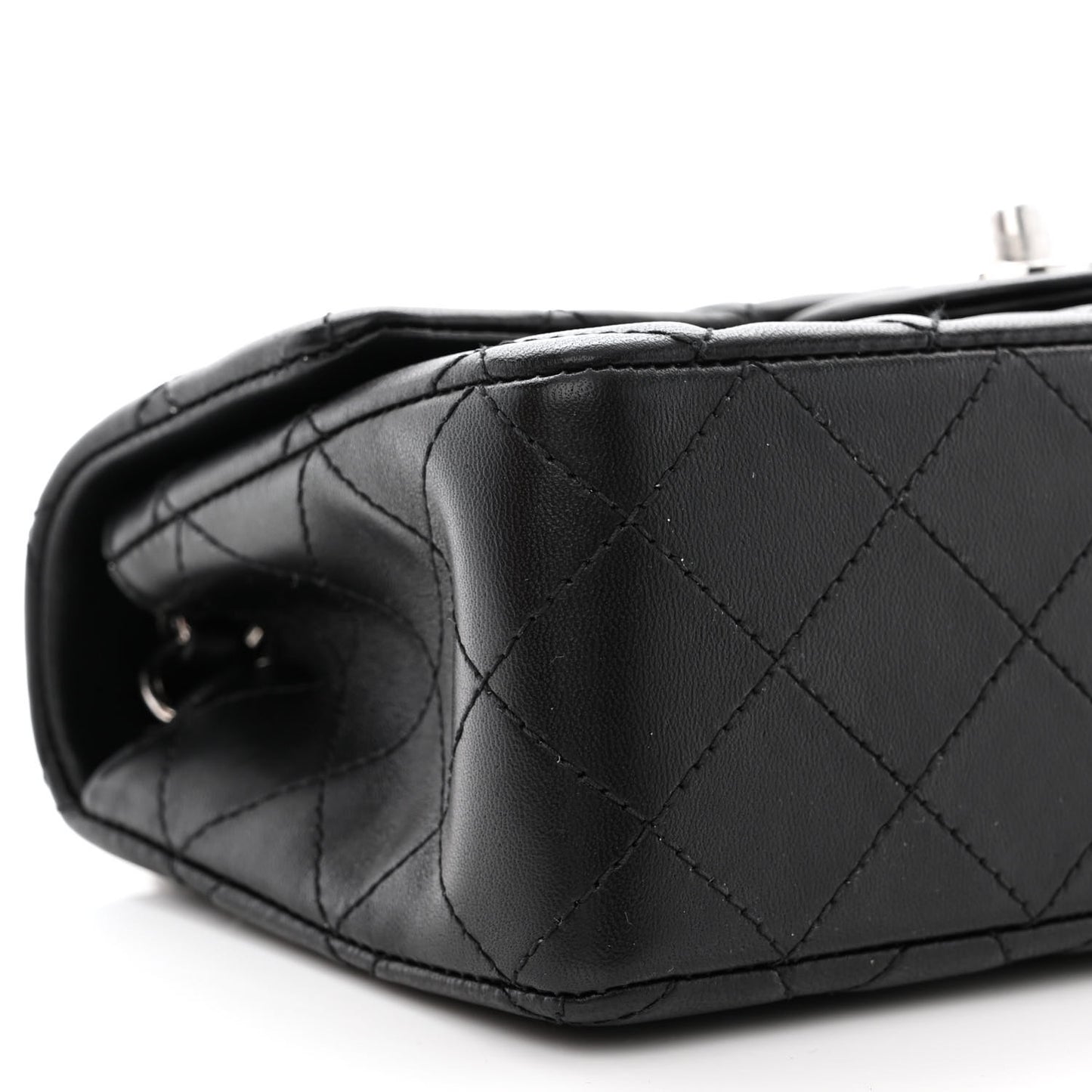 Lambskin Quilted Mini Rectangular Flap Black