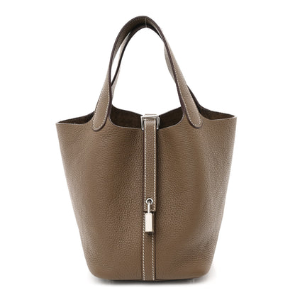 Hermes Taurillon Clemence Picotin Lock 18 PM Etoupe 1 of 10