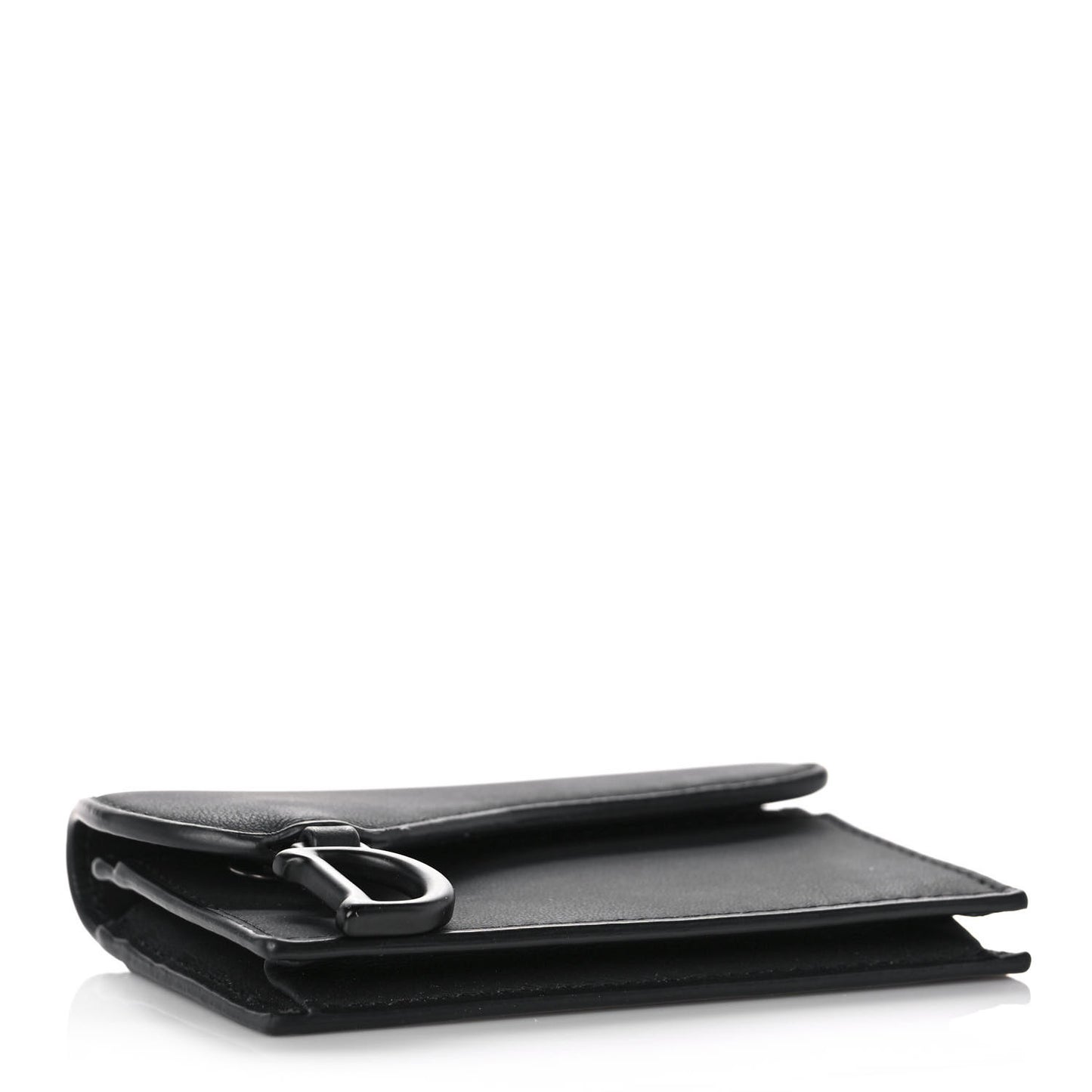 Ultra Matte Calfskin Saddle Card Holder Black
